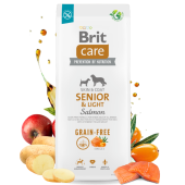 Brit Care Dog Grain-free Senior & Light - Пълноценна суха храна за кучета склонни към напълняване, със сьомга и картофи 